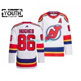 Camiseta New Jersey Devils JACK HUGHES 86 Adidas 2022-2023 Reverse Retro Branco Authentic - Criança
